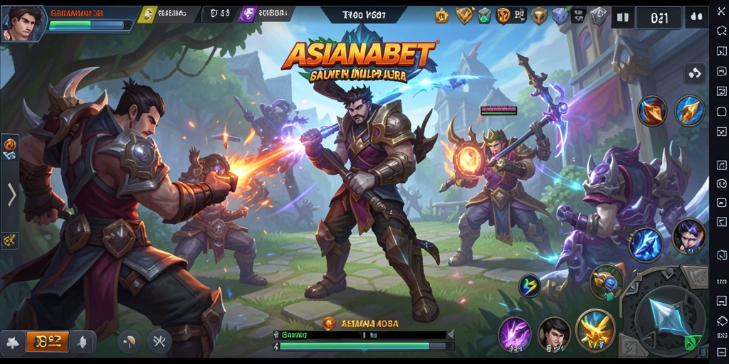 Tangkapan layar utama ASIANABET menampilkan aksi pertempuran seru dalam permainan MOBA.