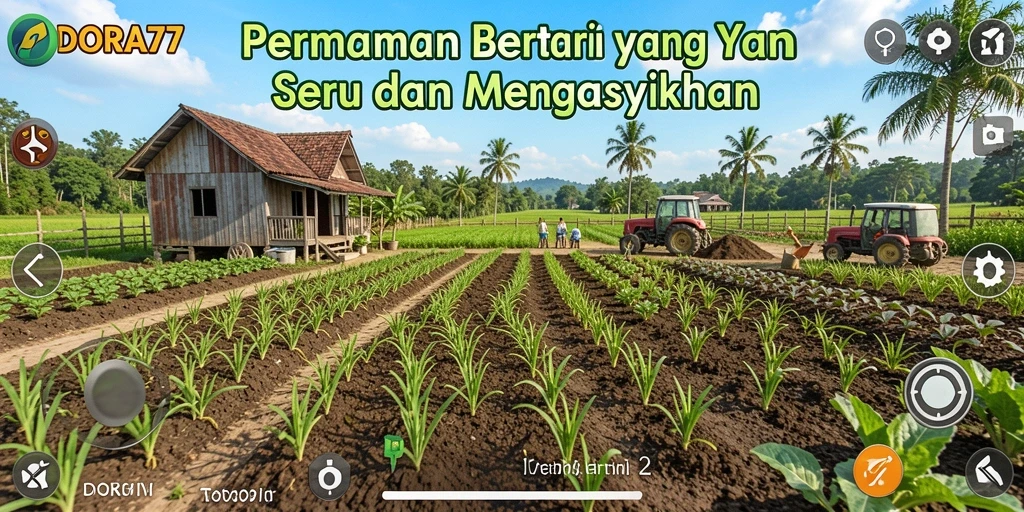 Screenshot utama DORA77 menampilkan aktivitas bertani yang menarik.