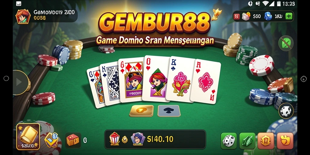Screenshot utama GEMBUR88 menampilkan gameplay seru permainan Domino.