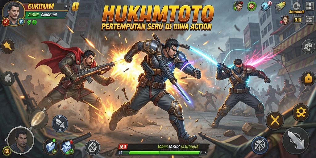 Tampilan gameplay HUKUMTOTO yang menegangkan dan penuh aksi.