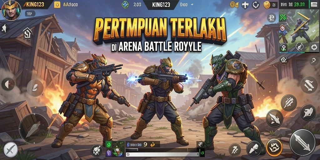 Tampilan menarik dari gameplay KING123 yang penuh aksi Battle Royale.