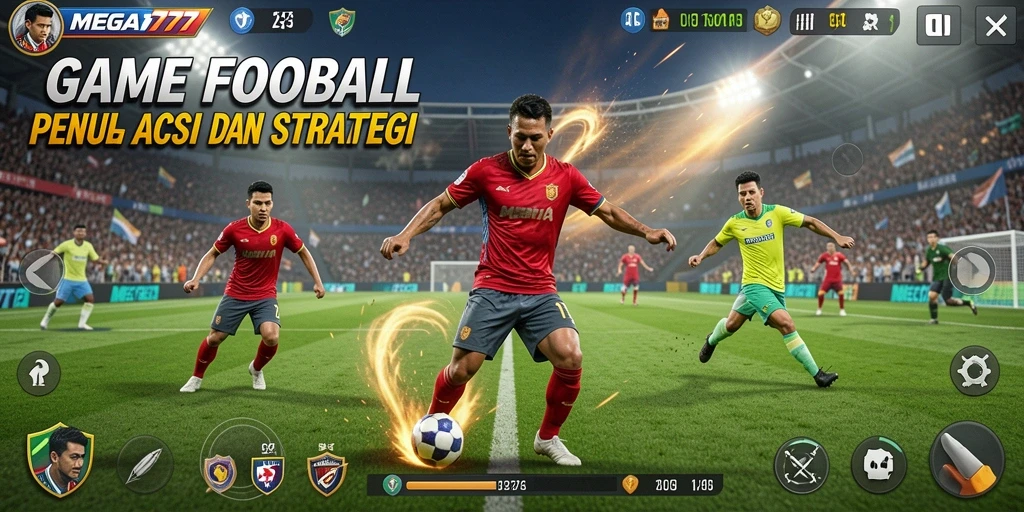 Gameplay seru dari MEGA777 yang menampilkan aksi sepak bola.