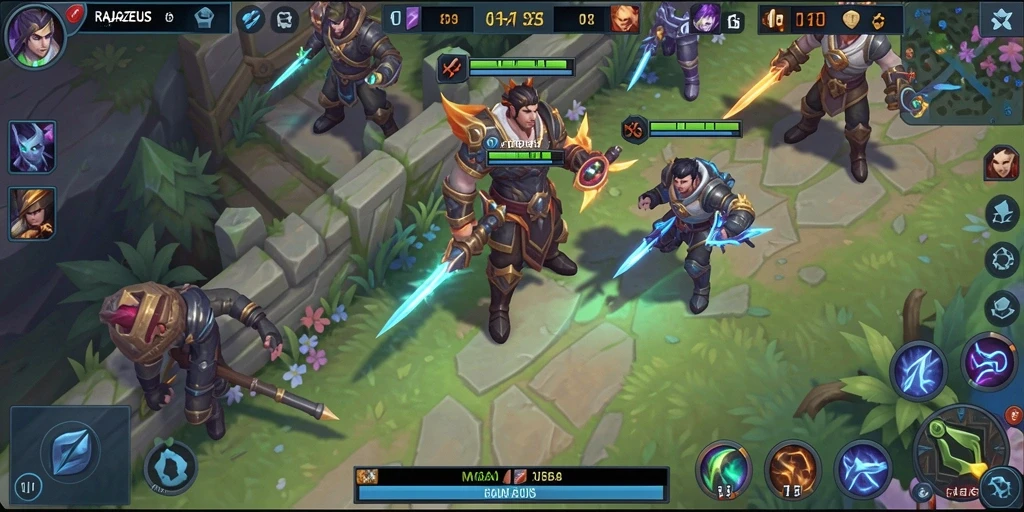 Tampilan gameplay seru dari RAJAZEUS dalam pertempuran MOBA.