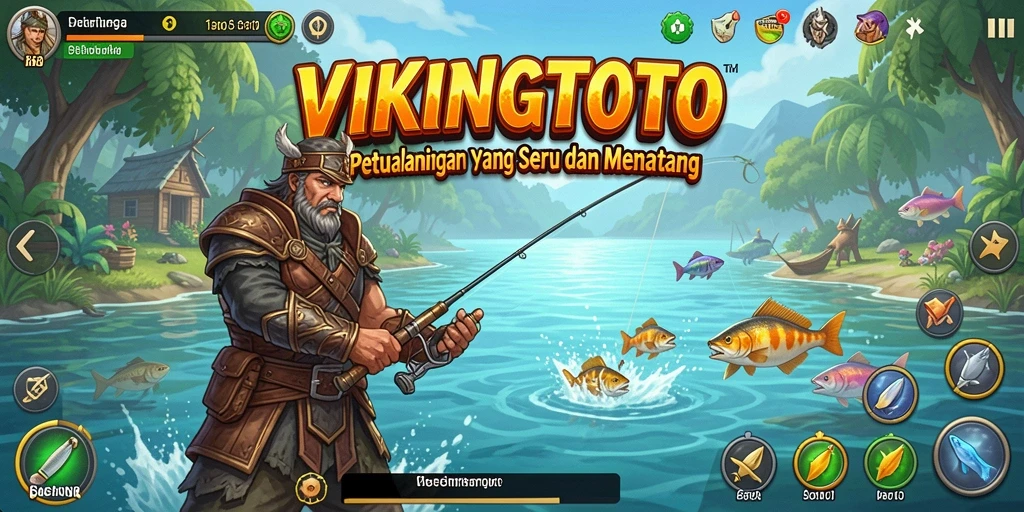 Screenshot gameplay VIKINGTOTO menampilkan aksi memancing yang seru.